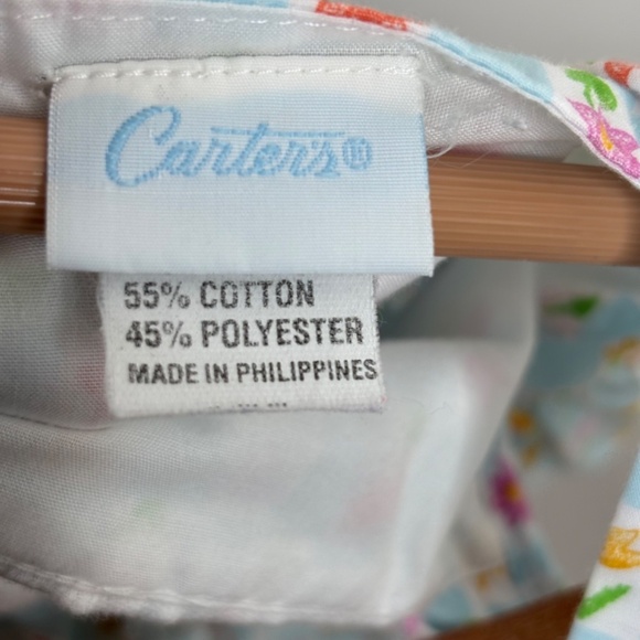 VTG 90s Carters Floral Dress 24M Flutter Cap Sleeve Cottage Babydoll Pinafore - Picture 6 of 10